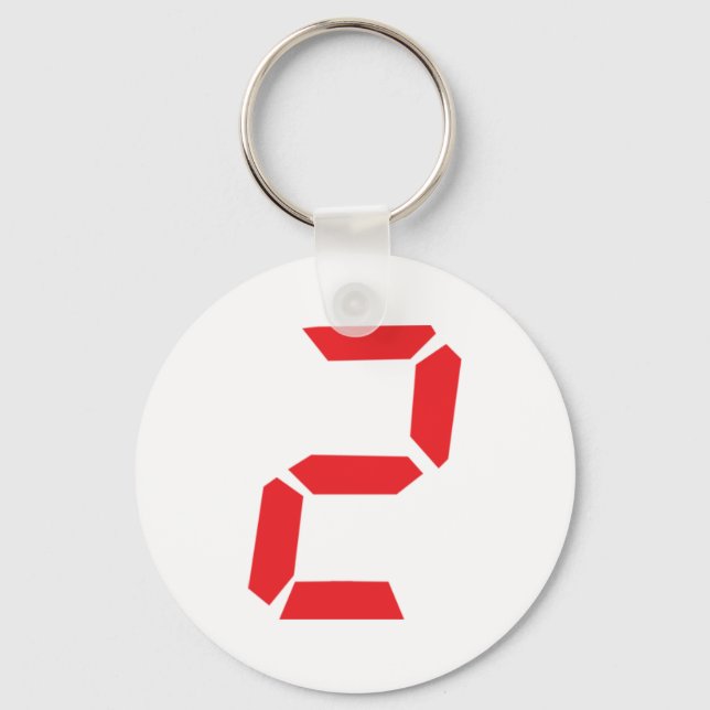 2 two red alarm clock digital key ring (Front)