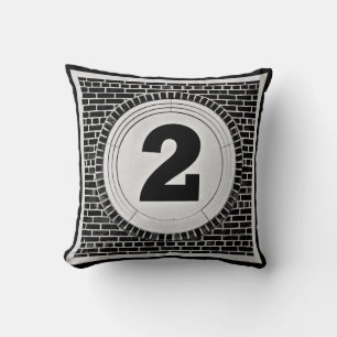 2 Two Too Much? with black and light grey border Cushion