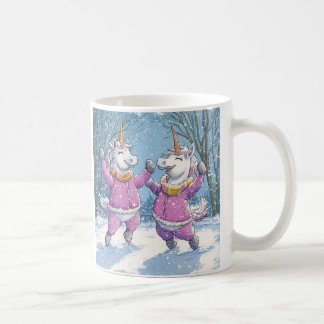 2 Unicorns in snow outfit Coffee Mug