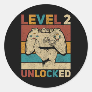 2 Unlocked 2 Year Old Boy Second Bday Kid 2nd Birt Classic Round Sticker