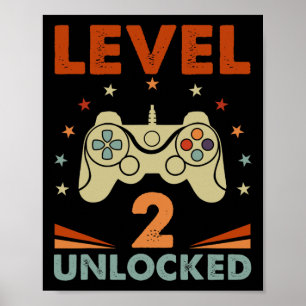 2 Unlocked Video Gamer 2nd Birthday 2 Year Old Boy Poster