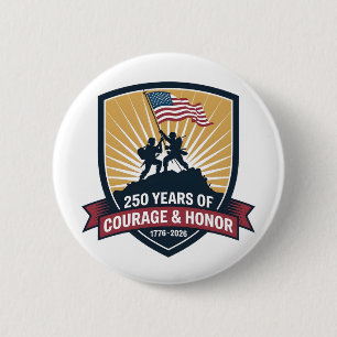2 USA 250th Anniversary Courage Honor Patriotic 6 Cm Round Badge