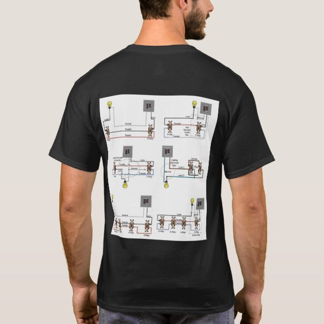 2-Way, 3-Way, 4-Way Switch Diagrams T-Shirt (Back)