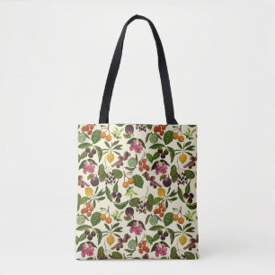 2-way Handpainted Exotic Tropical Fruit Pattern Tote Bag
