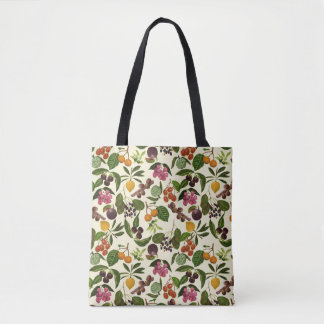 2-way Handpainted Exotic Tropical Fruit Pattern Tote Bag