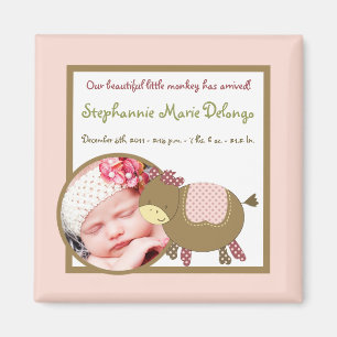 2"x2" Announcement Magnet Abby's Farm Pink Girly