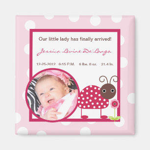 2"x2" Announcement Magnet Berry Garden Lady Bug