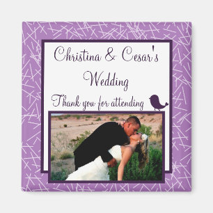 2"x2" Announcement Magnet Bird Swing Purple BG hea