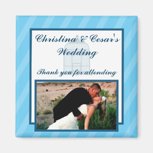 2"x2" Announcement Magnet Birdcage/Blue Stripes