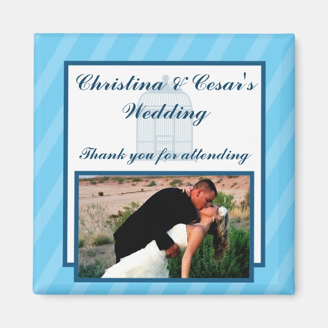 2"x2" Announcement Magnet Birdcage/Blue Stripes (Front)