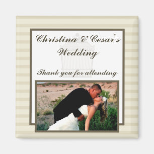 2"x2" Announcement Magnet Birdcage/Grey Stripes