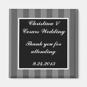 2"x2" Announcement Magnet Black Grey Flourish Stri