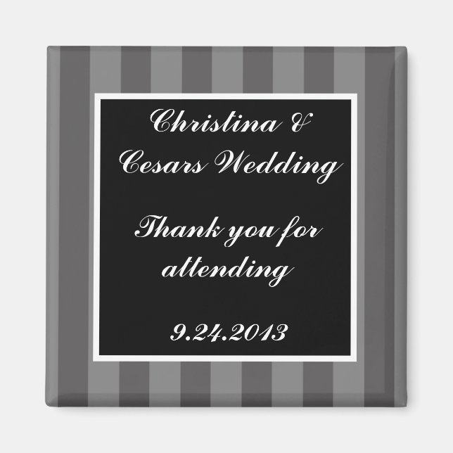 2"x2" Announcement Magnet Black Grey Flourish Stri (Front)