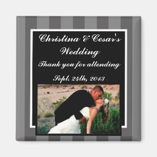 2"x2" Announcement Magnet Black Grey Flourish Stri
