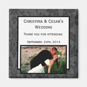 2"x2" Announcement Magnet Black Grey Formal Gothic