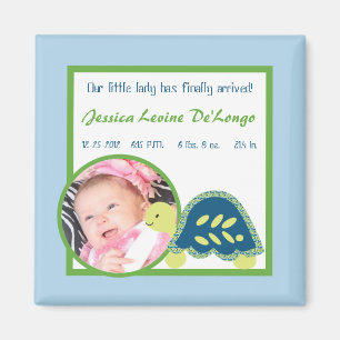 2"x2" Announcement Magnet Blue Sea Turtles