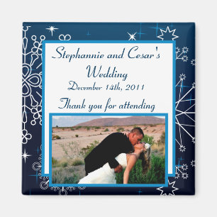 2"x2" Announcement Magnet Blue Stars and Snowflake