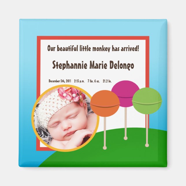 2"x2" Announcement Magnet Candy Land Ice Cream (Front)