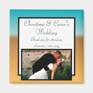 2"x2" Announcement Magnet His/Hers Sandals On Beac