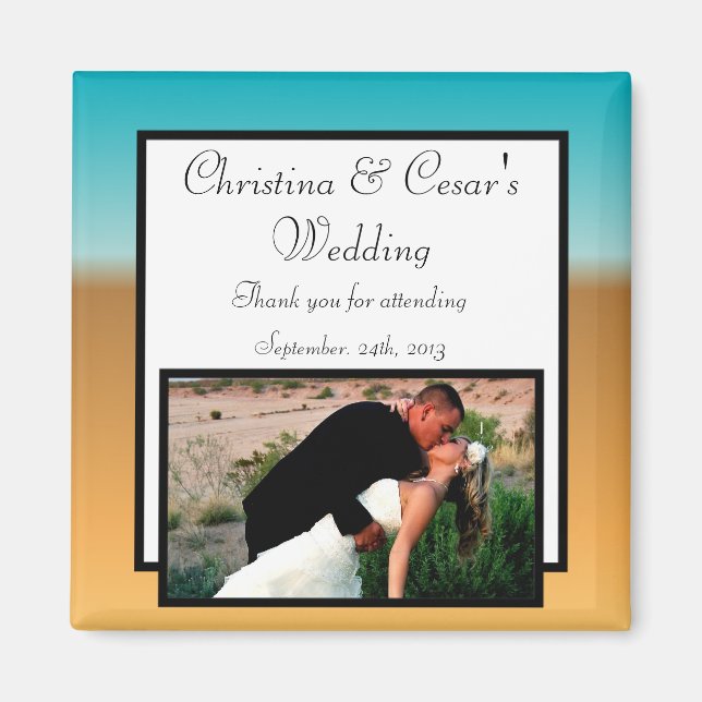 2"x2" Announcement Magnet His/Hers Sandals On Beac (Front)