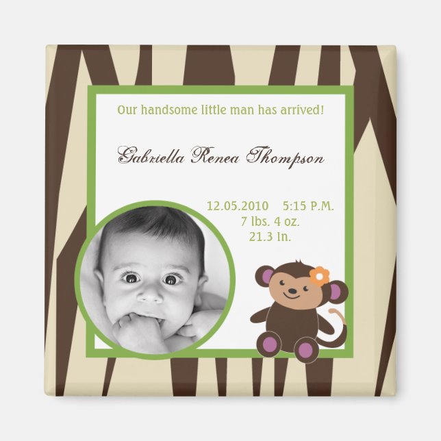 2"x2" Announcement Magnet Jacana Purple Animals (Front)