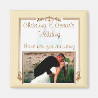 2"x2" Announcement Magnet Just got Married Couple