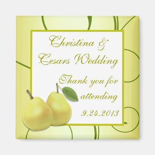 2"x2" Announcement Magnet Lime Green Pear Swirls