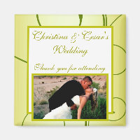 2"x2" Announcement Magnet Lime Green Pear Swirls
