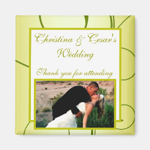 2"x2" Announcement Magnet Lime Green Pear Swirls