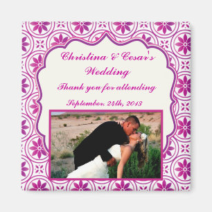 2"x2" Announcement Magnet Magenta Purple Formal Fl