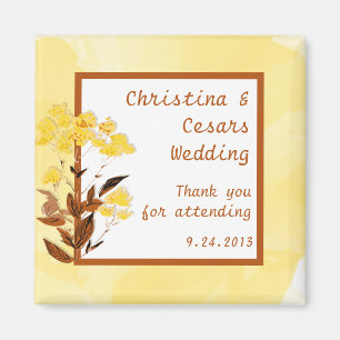 2"x2" Announcement Magnet Mustard Yellow Poppy Flo