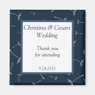 2"x2" Announcement Magnet Navy Blue Dandelion Flow