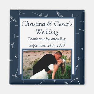 2"x2" Announcement Magnet Navy Blue Dandelion Flow