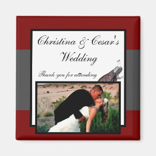 2"x2" Announcement Magnet Peacock Red Black White