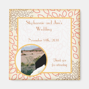 2"x2" Announcement Magnet Pink and Brown Floral