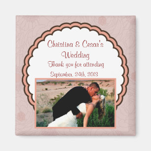 2"x2" Announcement Magnet Pink/Brown Floral Love B