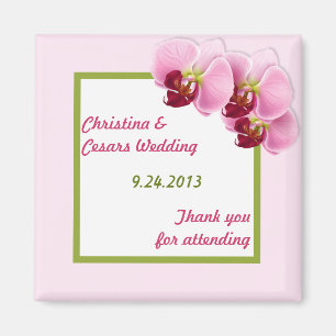 2"x2" Announcement Magnet Pink Orchid Long Stem Fl