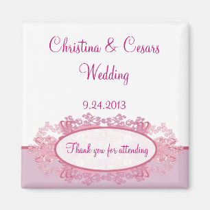 2"x2" Announcement Magnet Pink/Purple Chinese Scro