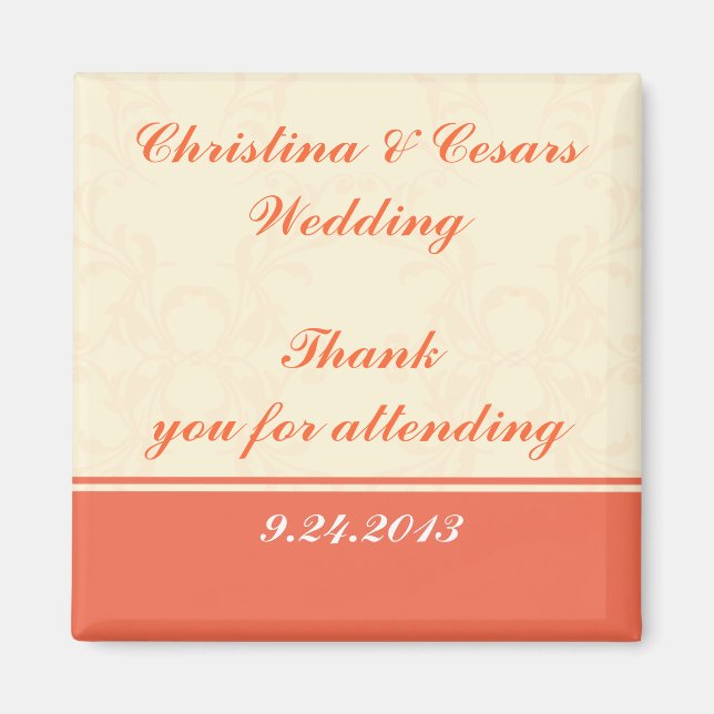 2"x2" Announcement Magnet Pinkish/Peach Formal Scr (Front)