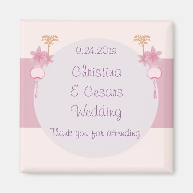 2"x2" Announcement Magnet Purple Pink Lantern/Flow (Front)