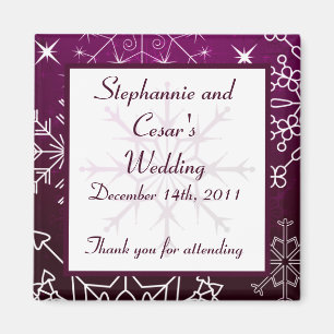 2"x2" Announcement Magnet Purple Stars / Snowflake