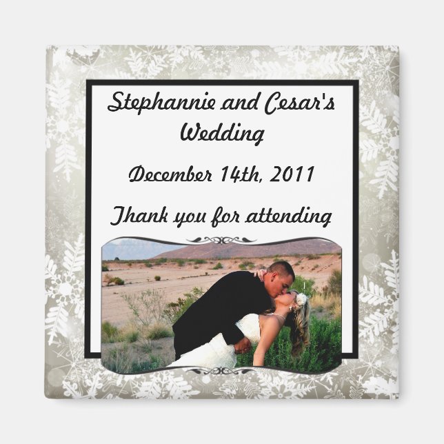 2"x2" Announcement Magnet Silver Christmas Blur (Front)