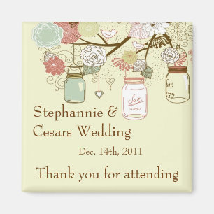 2"x2" Announcement Magnet Spring Floral Mason Jars