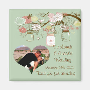 2"x2" Announcement Magnet Spring Floral Mason Jars
