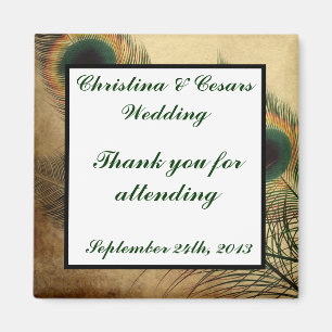 2"x2" Announcement Magnet Vintage Peacock Green