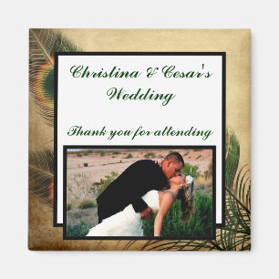 2"x2" Announcement Magnet Vintage Peacock Green