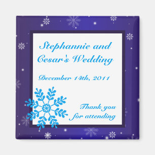 2"x2" Announcement Magnet White Snow Flakes