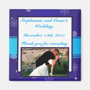 2"x2" Announcement Magnet White Snow Flakes