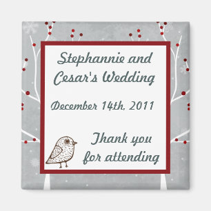 2"x2" Announcement Magnet White Tree