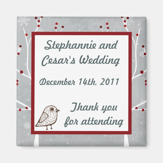 2"x2" Announcement Magnet White Tree (Front)